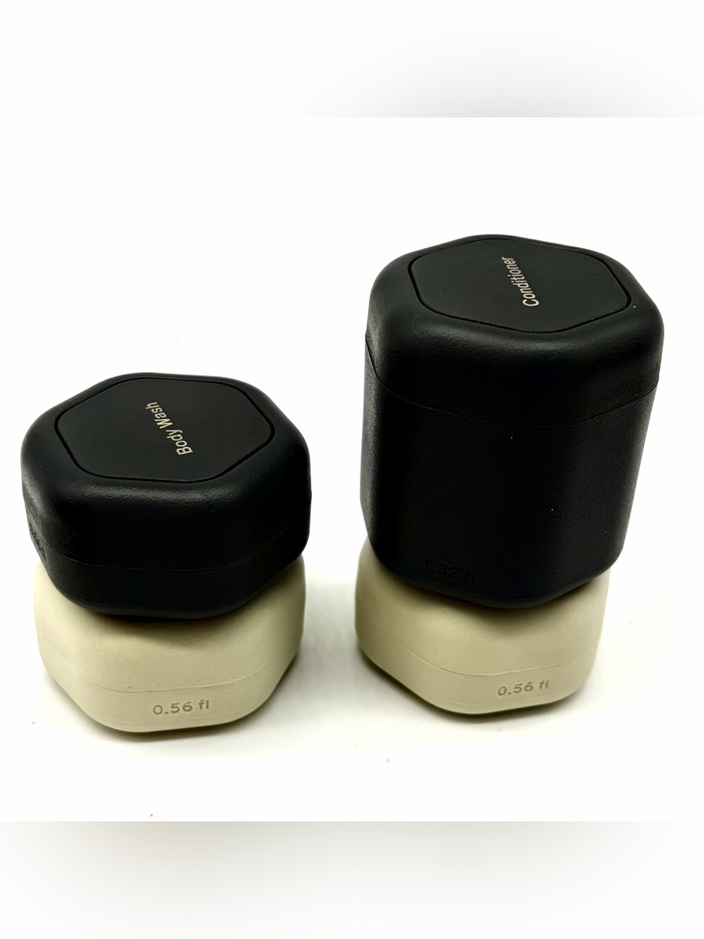 CADENCE Magnetic Leakproof Capsule Travel Toiletry Black Cream Stackable Set 4